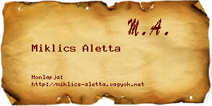 Miklics Aletta névjegykártya
